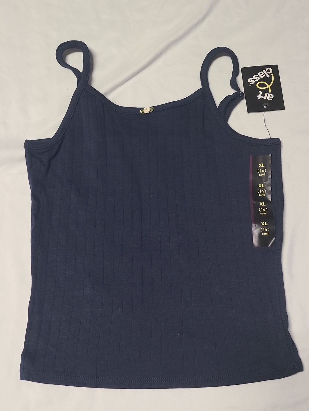 art class Navy Ribbed Tank Top with Thin Straps